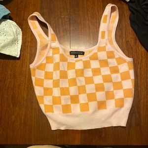Orange and Pale pink Kendall and Kylie crop top.